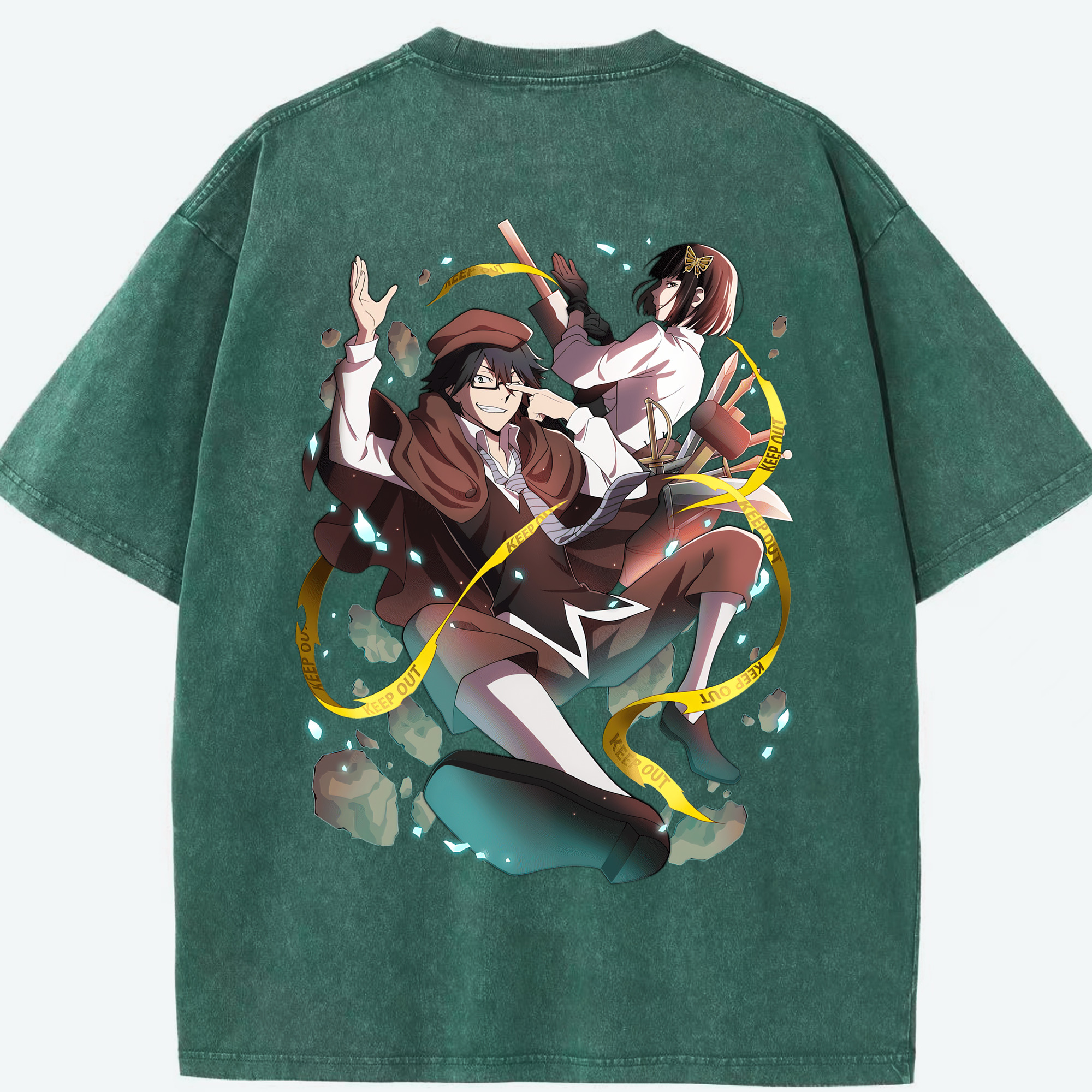 （画像用） 文豪ストレイドッグス Bungo Stray Dogs 綿100% ヴィンテージ風 半袖Tシャツ（背面プリント）